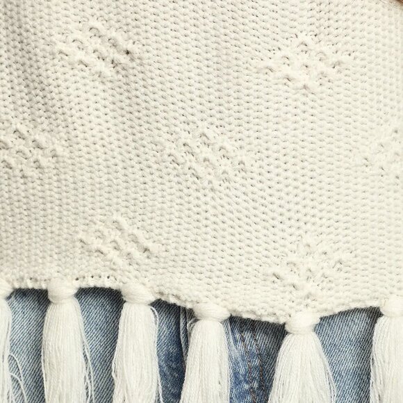 NWT Lulus Del Mar Cream Tasseled Knit Sweater Tank Top - Picture 10 of 11